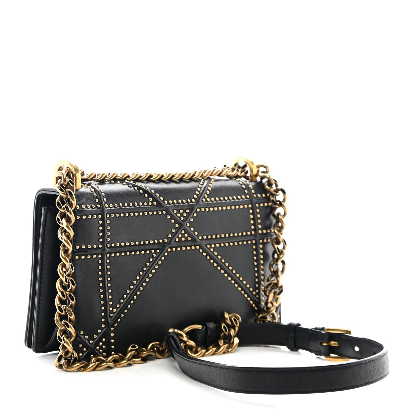 Lambskin Studded Small Diorama Flap Bag Black