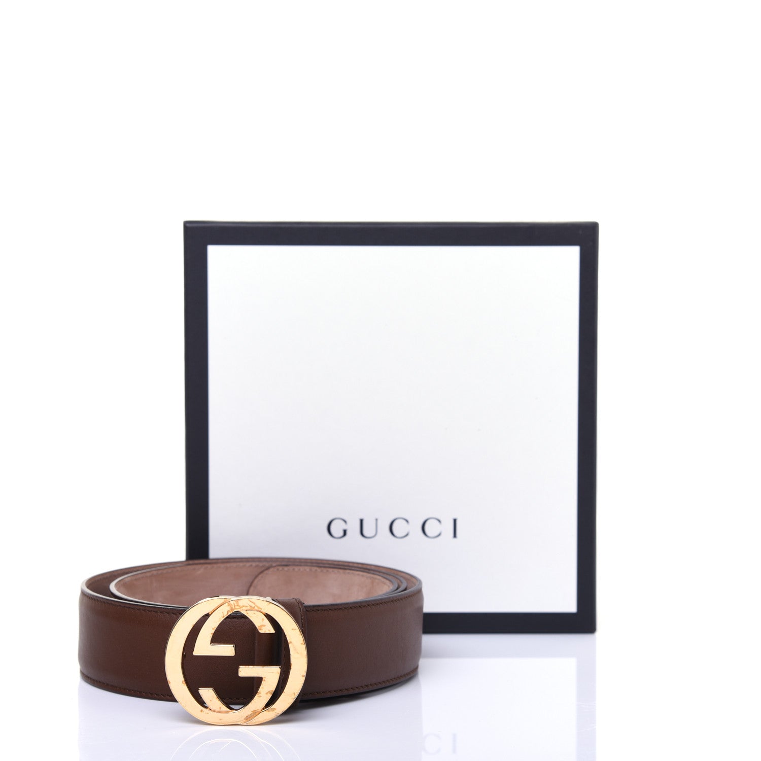 Gucci Calfskin Interlocking G 37mm Belt 90 36 Nut Brown 8 of 8