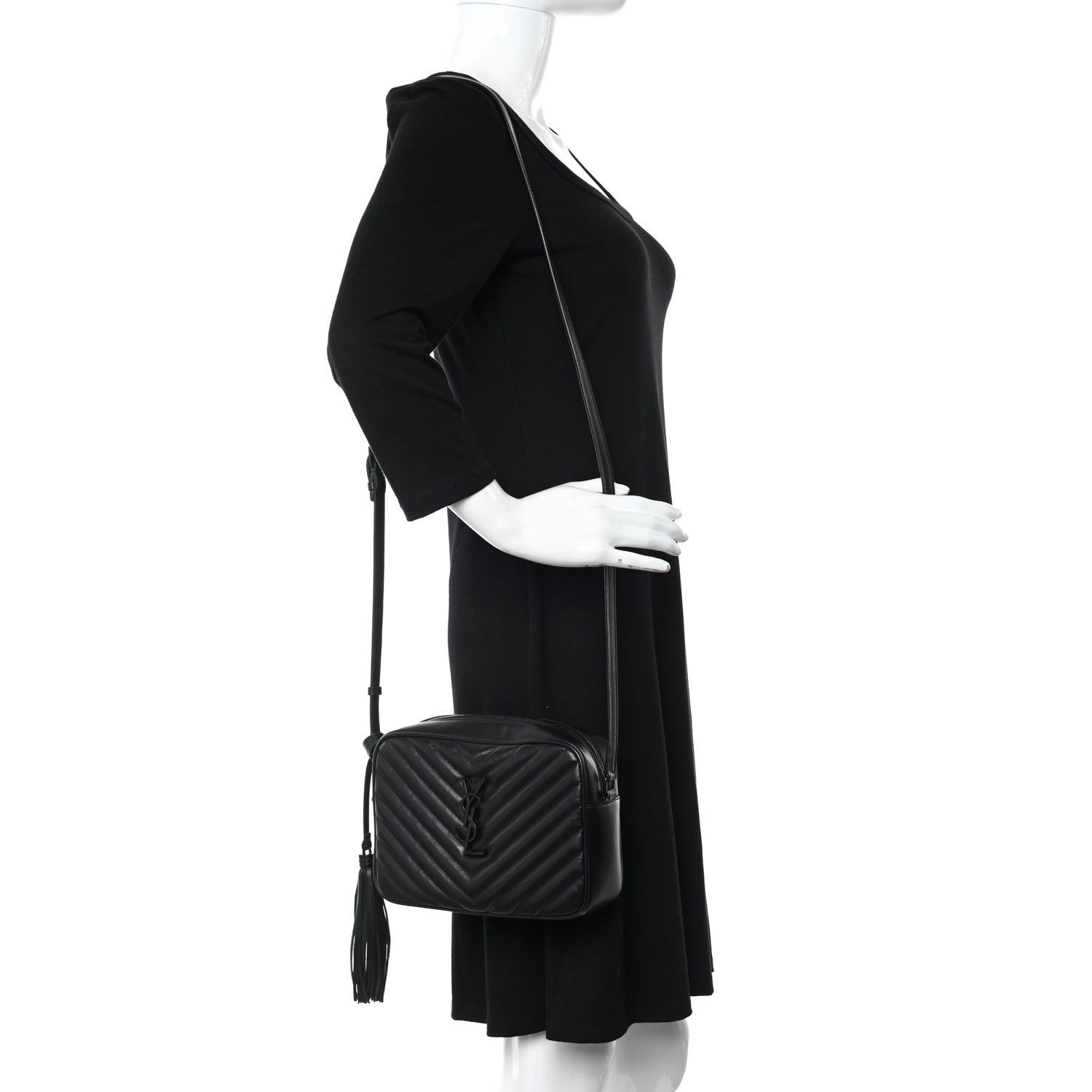 Saint Laurent Calfskin Matelasse Monogram Monochrome Lou Camera Bag Black 2 of 11
