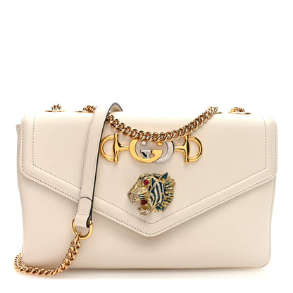Gucci Vitello Palmellato Lux Crystal Medium Rajah Shoulder Bag Mystic White Multicolor 1 of 11