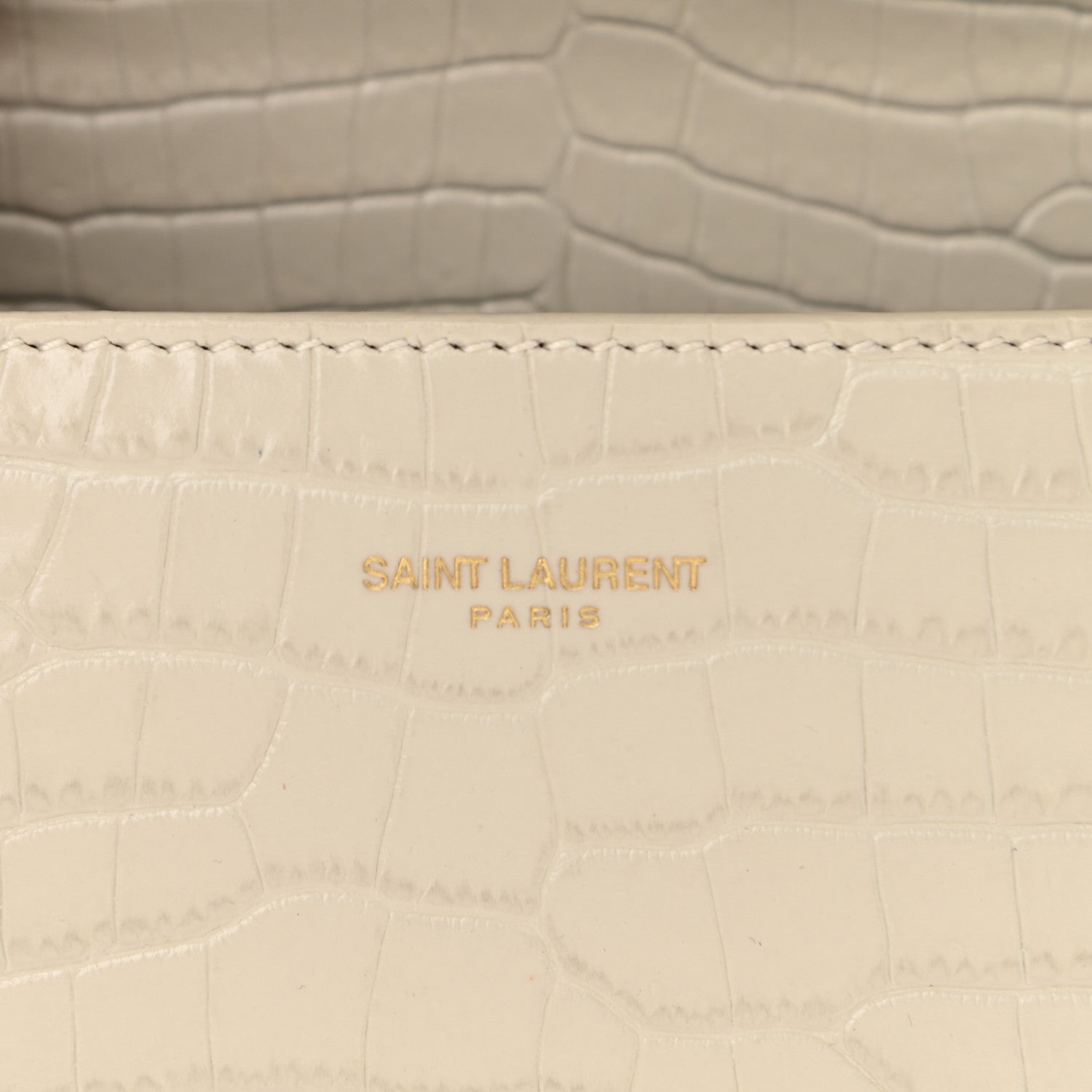 Saint Laurent Crocodile Embossed Mini Classic Monogram Cassandra Top Handle Crema Soft 6 of 12