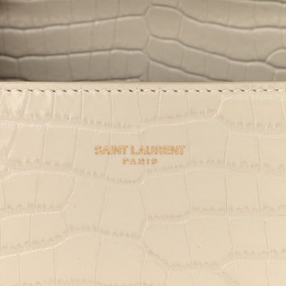Saint Laurent Crocodile Embossed Mini Classic Monogram Cassandra Top Handle Crema Soft 6 of 12