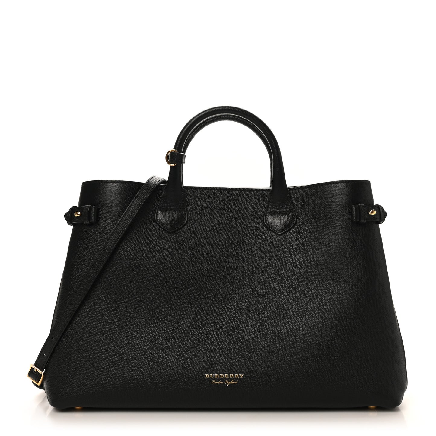 Grainy Calfskin House Check Large Banner Tote Black
