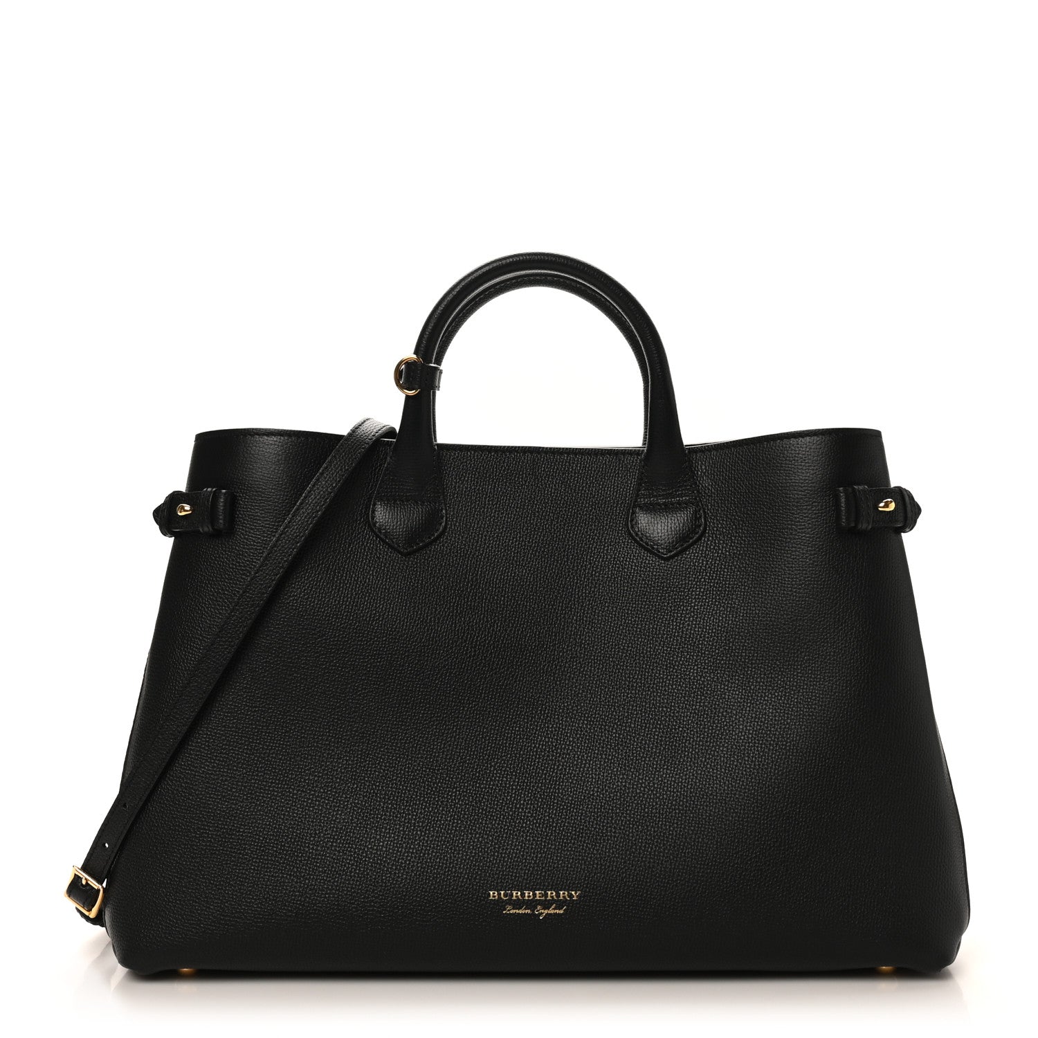 Burberry Grainy Calfskin House Check Large Banner Tote Black 1 of 9
