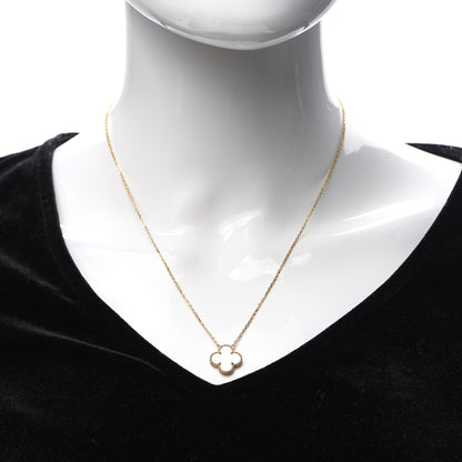 Van Cleef & Arpels 18K Yellow Gold Mother of Pearl Vintage Alhambra Pendant Necklace 2 of 8