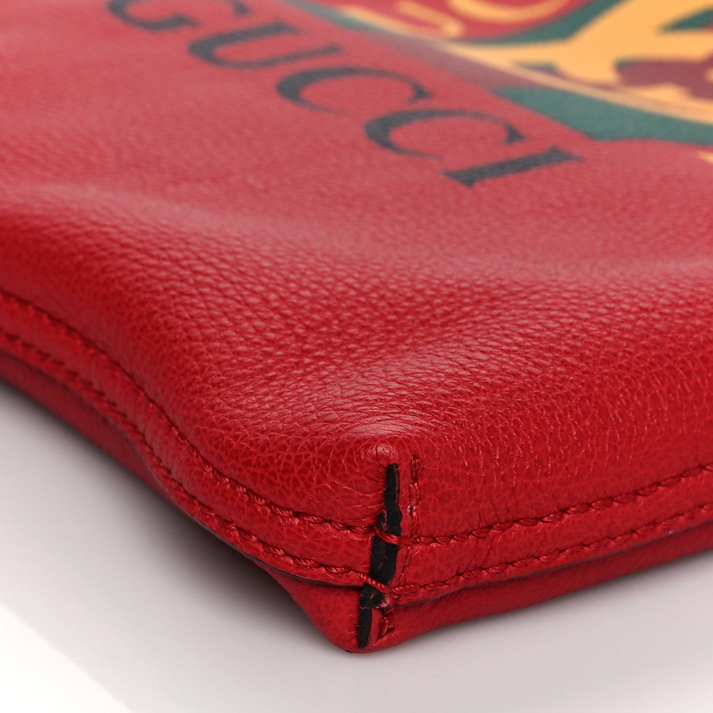 Pebbled Calfskin Medium Logo Portfolio Clutch Hibiscus Red