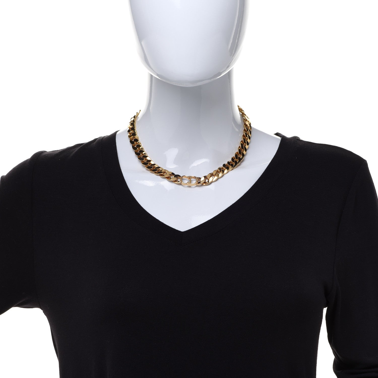 Christian Dior Metal CD Choker Necklace Gold 2 of 6
