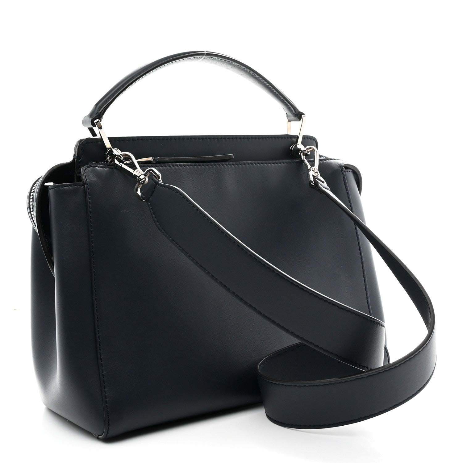 Fendi Vitello Baltico Dolce DotCom Satchel Navy Yellow 3 of 11