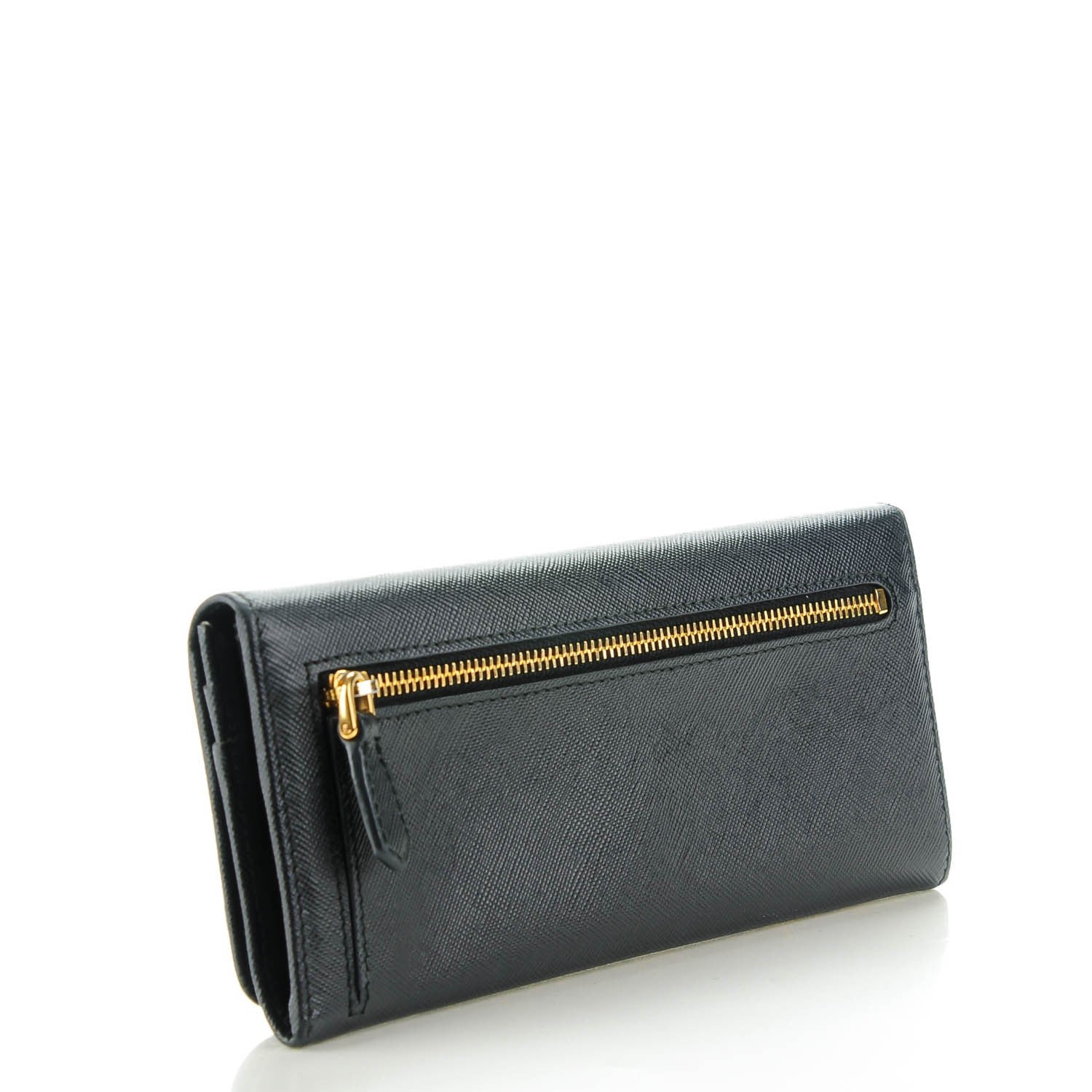 Prada Saffiano Metal Continental Flap Wallet Nero Black 3 of 8