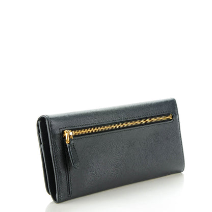 Prada Saffiano Metal Continental Flap Wallet Nero Black 3 of 8