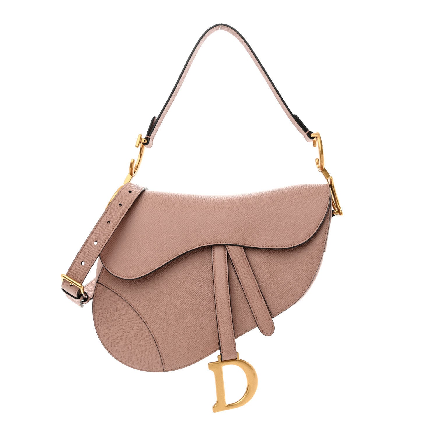 Christian Dior Grained Calfskin Saddle Bag With Strap Blush 1 of 11