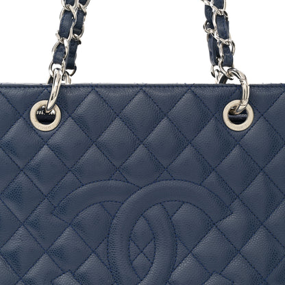 Chanel Caviar Quilted Grand Shopping Tote GST Dark Navy Blue 9 of 15