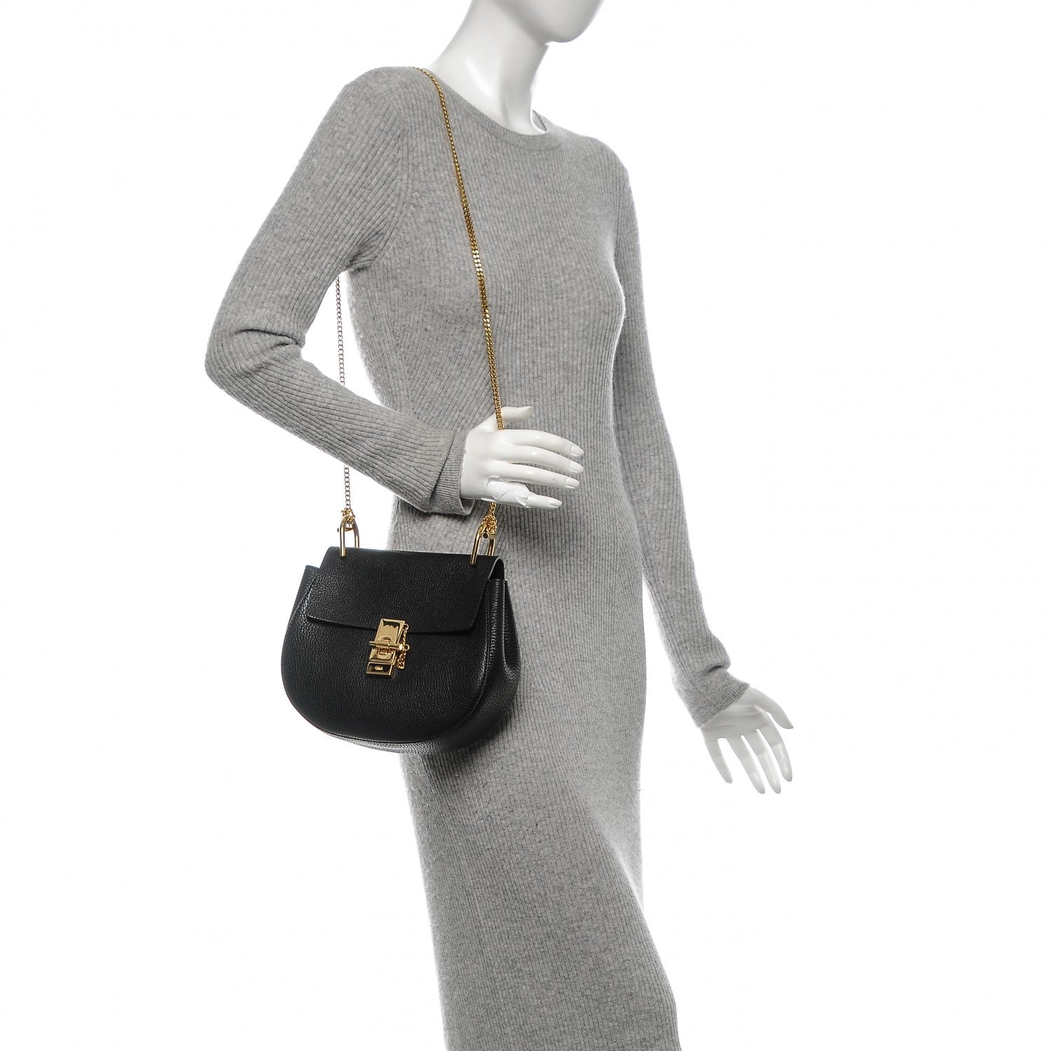 Chloe Grained Lambskin Drew Shoulder Bag Black 2 of 6