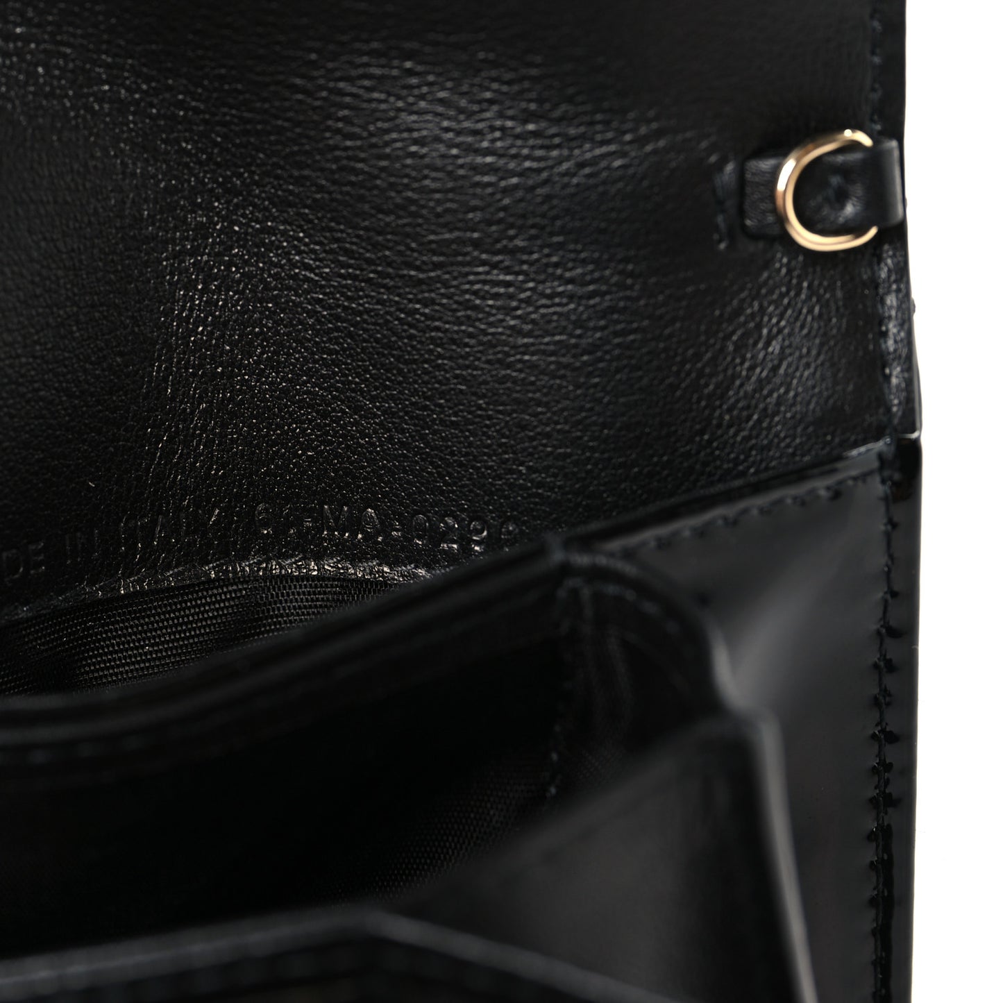 Patent Cannage Mini Pouch on Chain Black