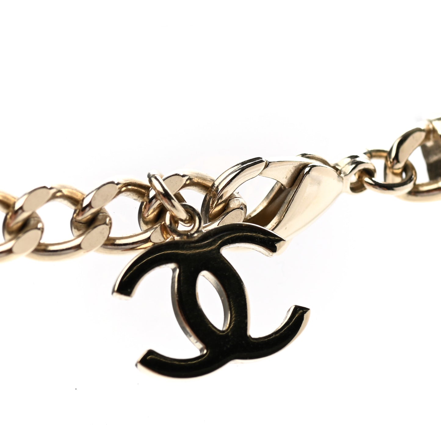Metal Lambskin CC Turnlock Choker Necklace Black Gold