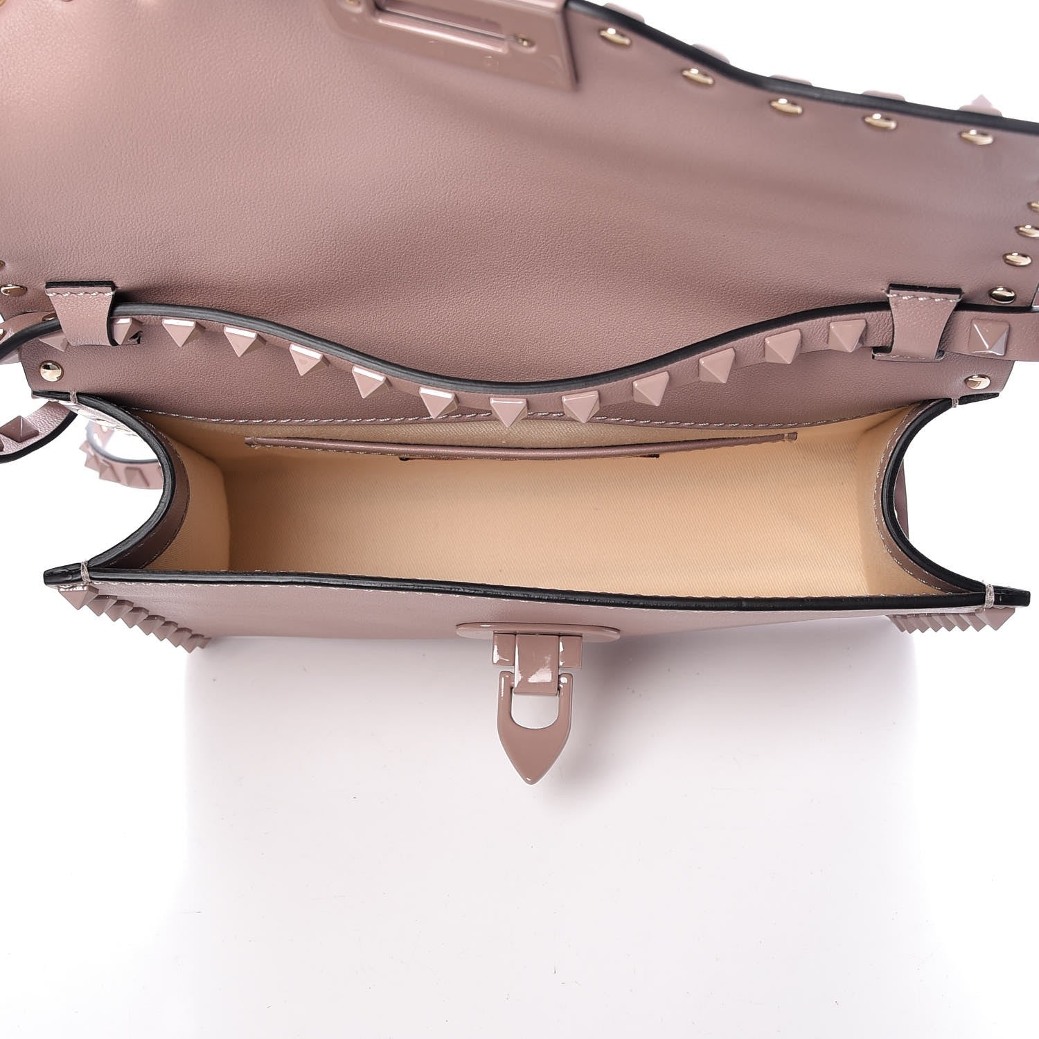 Valentino Garavani Vitello Monochrome Medium Rockstud Flip Lock Crossbody Bag Poudre 5 of 6