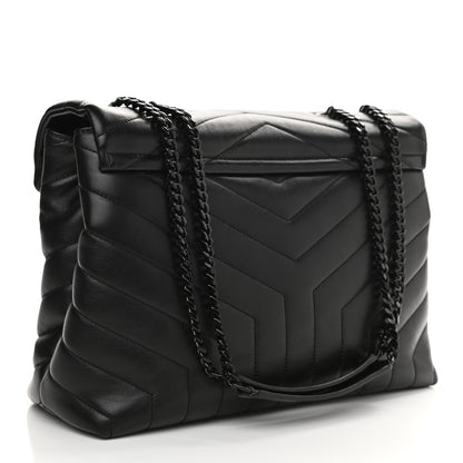 Saint Laurent Calfskin Y Quilted Monogram Medium Loulou Chain Satchel Black 3 of 11
