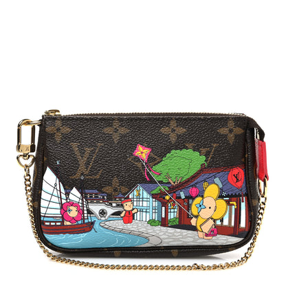 Louis Vuitton Monogram 2022 Christmas Animation Mini Pochette Accessories Red 1 of 7