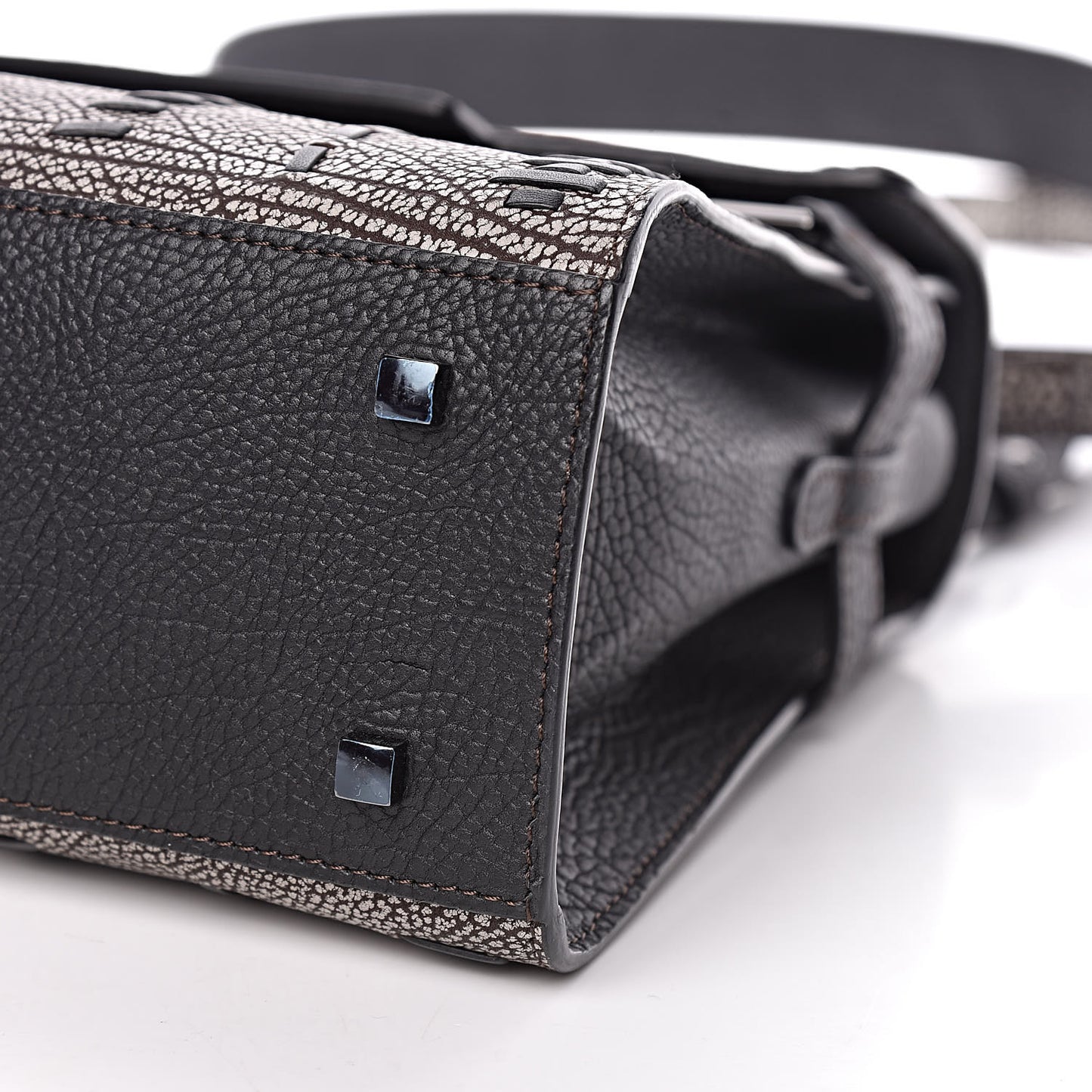 Grained Calfskin MM Tribal Stitch Tempete Satchel Ebene Ivory Black