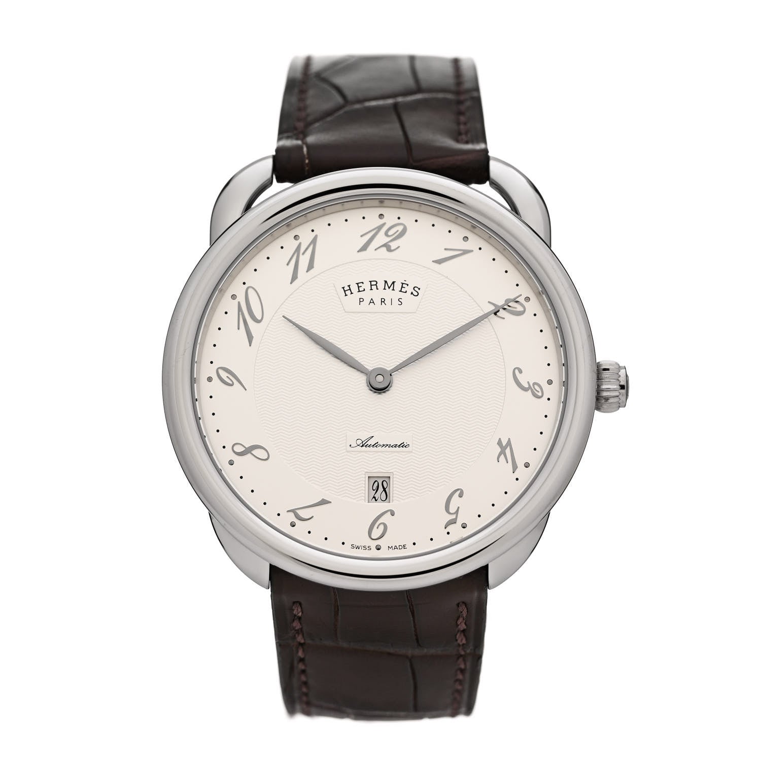 Hermes Stainless Steel Alligator 41mm Arceau Automatic Watch Havane 1 of 5
