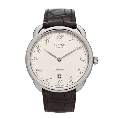 Hermes Stainless Steel Alligator 41mm Arceau Automatic Watch Havane 1 of 5