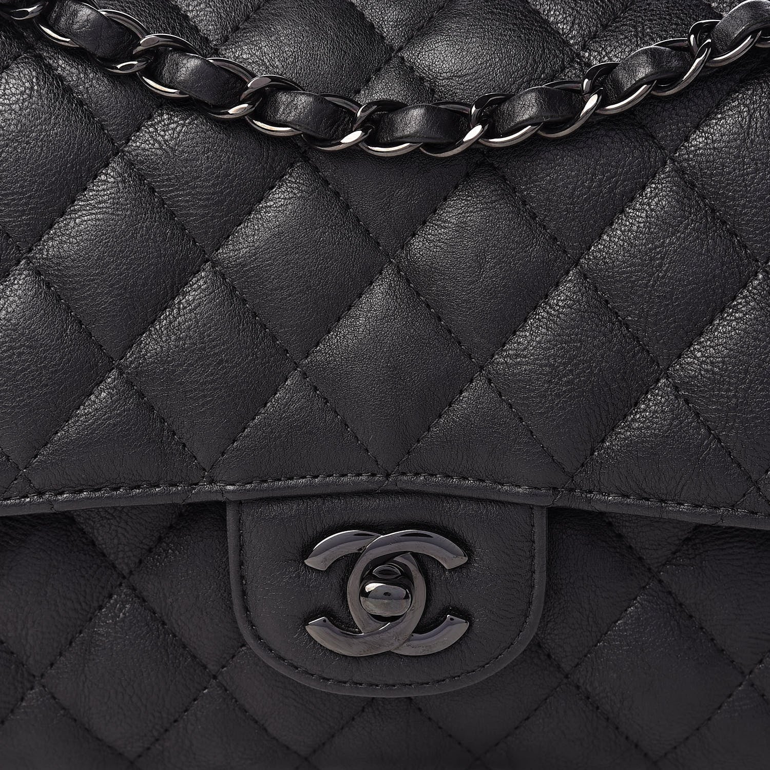 Chanel Crumpled Calfskin Quilted Medium Double Flap So Black 9 of 16