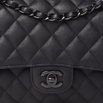 Chanel Crumpled Calfskin Quilted Medium Double Flap So Black 9 of 16