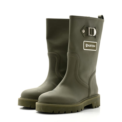 Louis Vuitton Rubber Calfskin Territory Flat Boots 38 Khaki 3 of 9