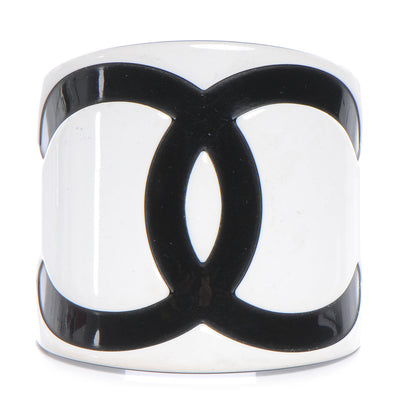Chanel Resin CC Cuff Black White 1 of 5