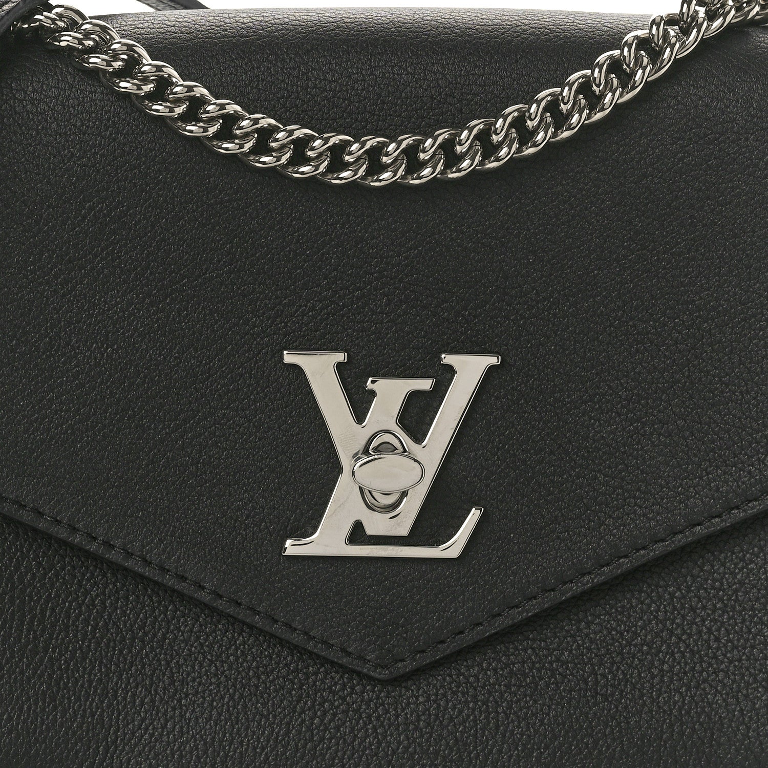 Louis Vuitton Soft Calfskin Mylockme Chain Bag BB Black 7 of 9