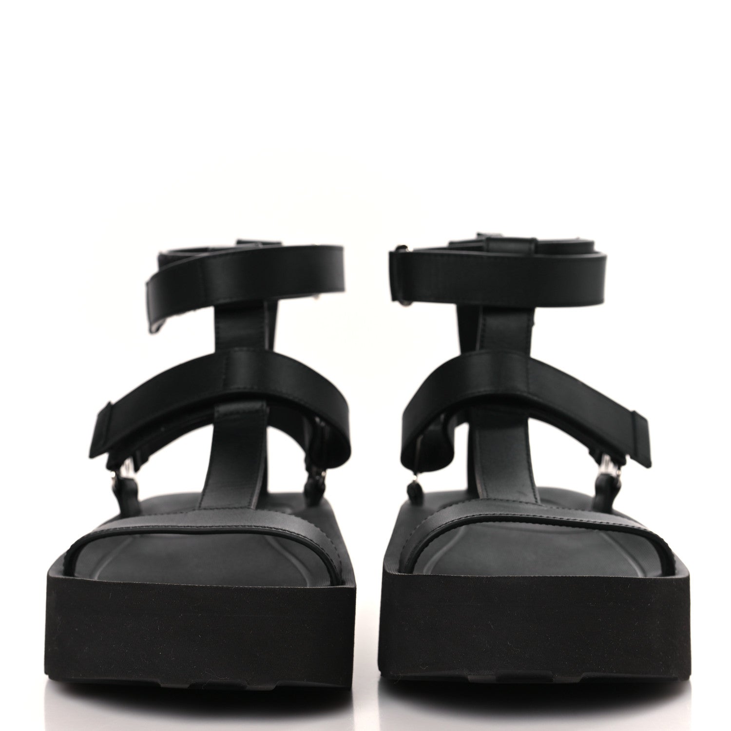 Hermes Calfskin Womens Enid Sandals 37 Black 2 of 8
