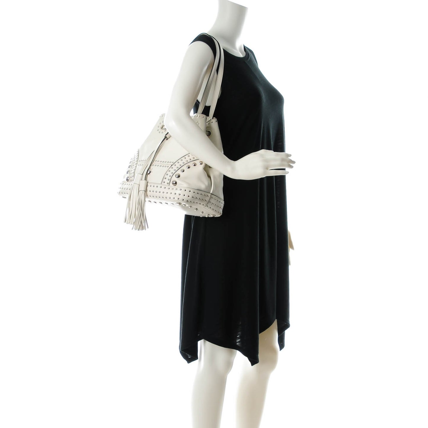 Soft Calf Studded Bucket Bag Bianco