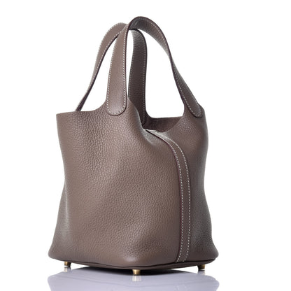 Hermes Taurillon Clemence Picotin Lock 18 PM Etoupe 3 of 9