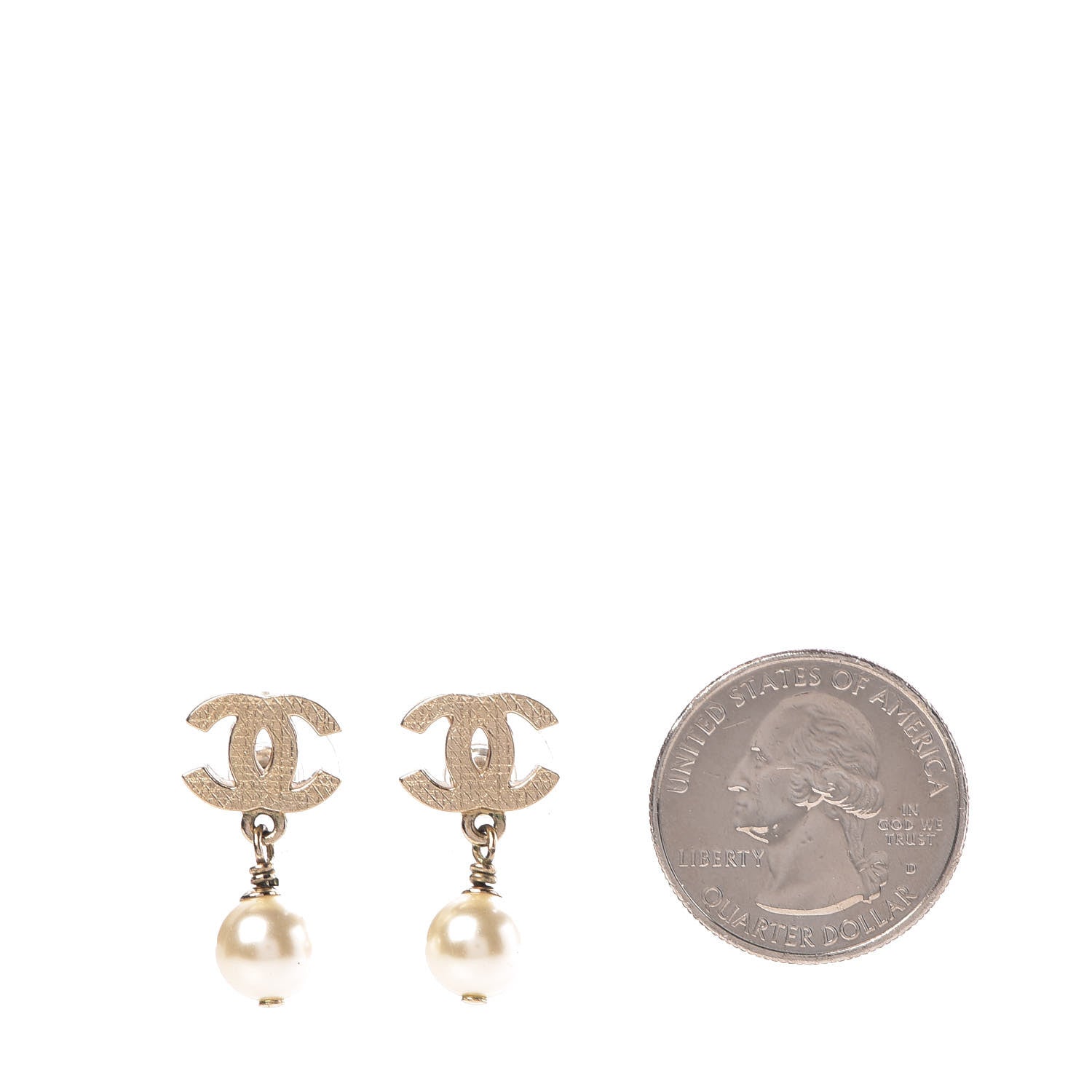 Chanel Pearl CC Drop Earrings Gold 2 of 4