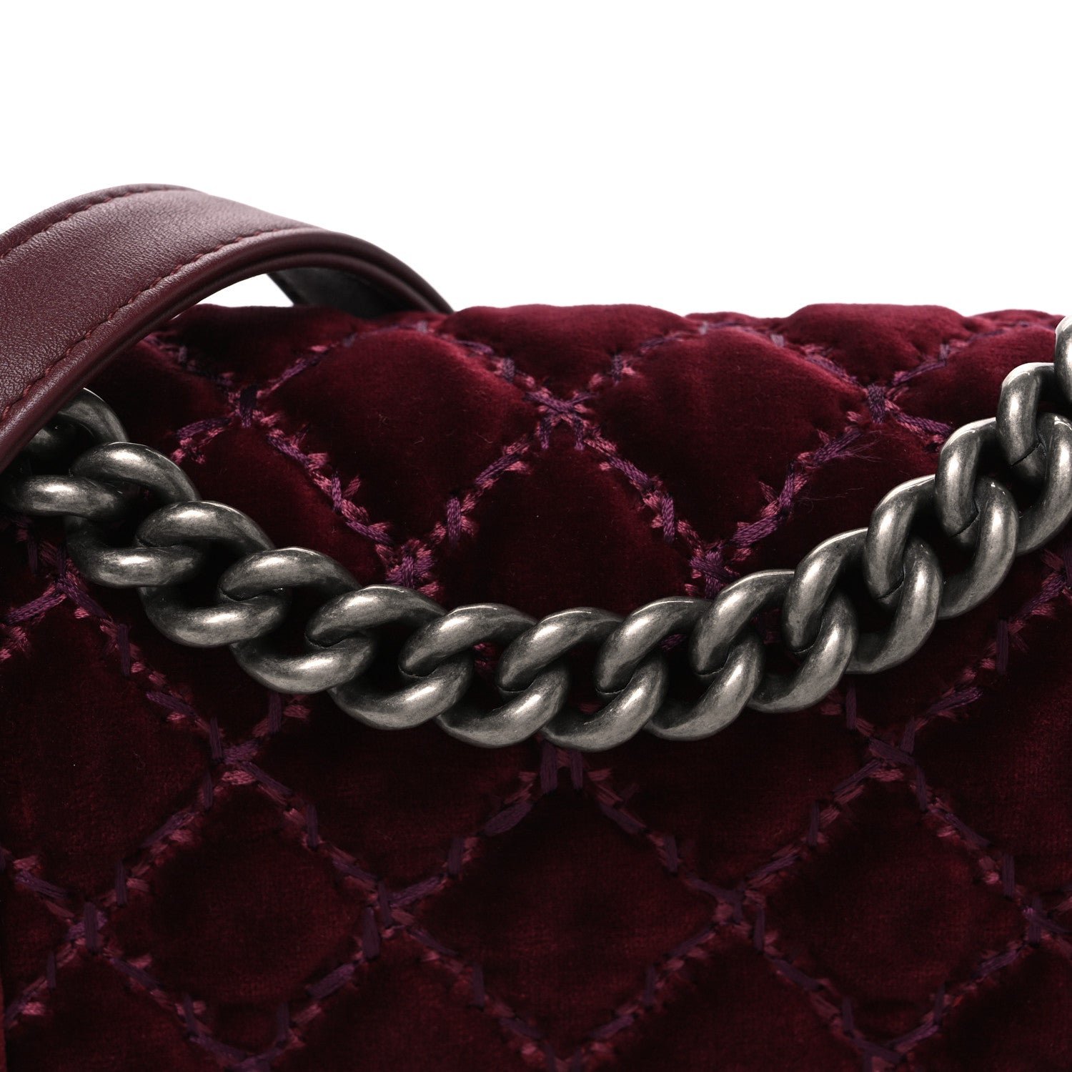 Chanel Velvet Quilted Small Boy Flap Burgundy 8 of 10