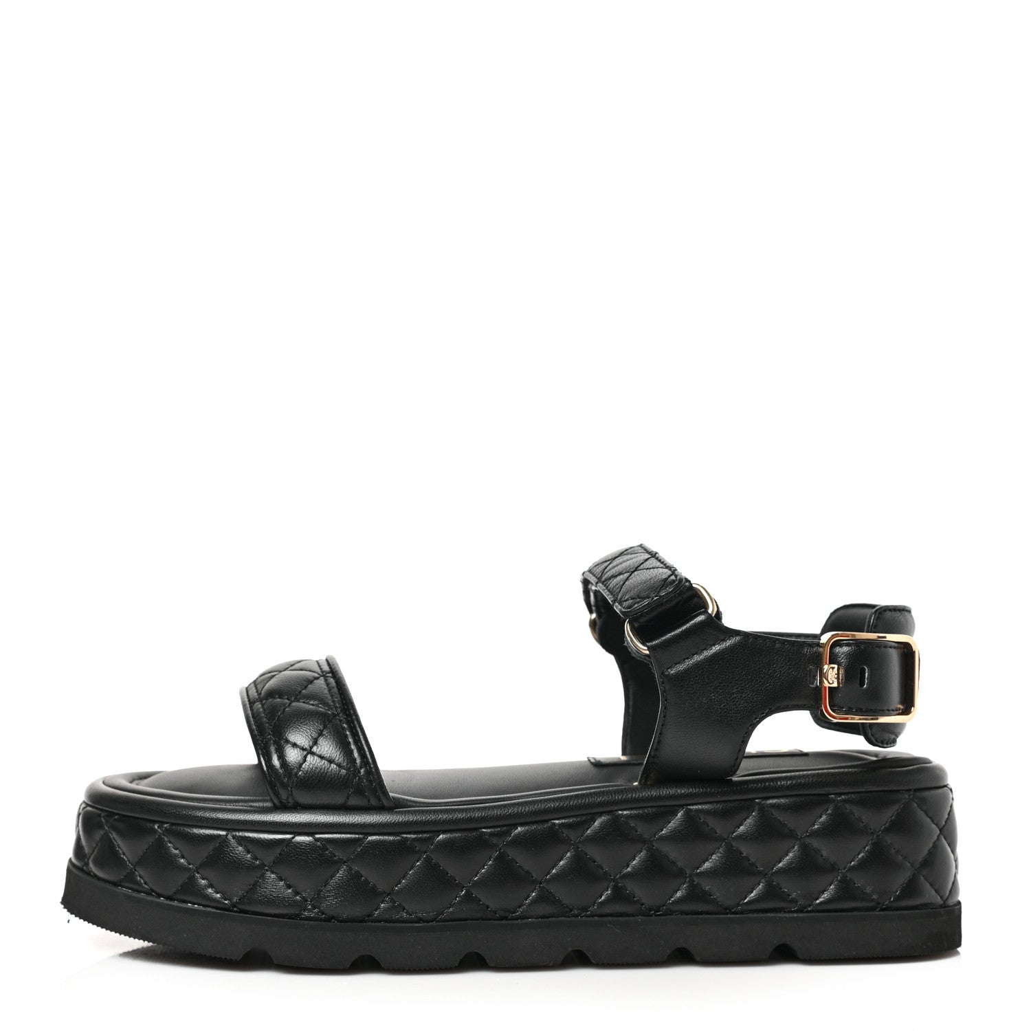 Chanel Lambskin Quilted Platform Sandals 38 Black 1 of 9