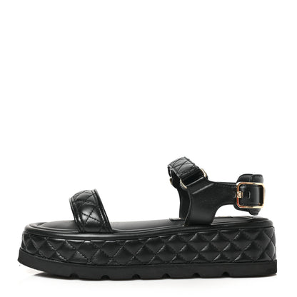Chanel Lambskin Quilted Platform Sandals 38 Black 1 of 9