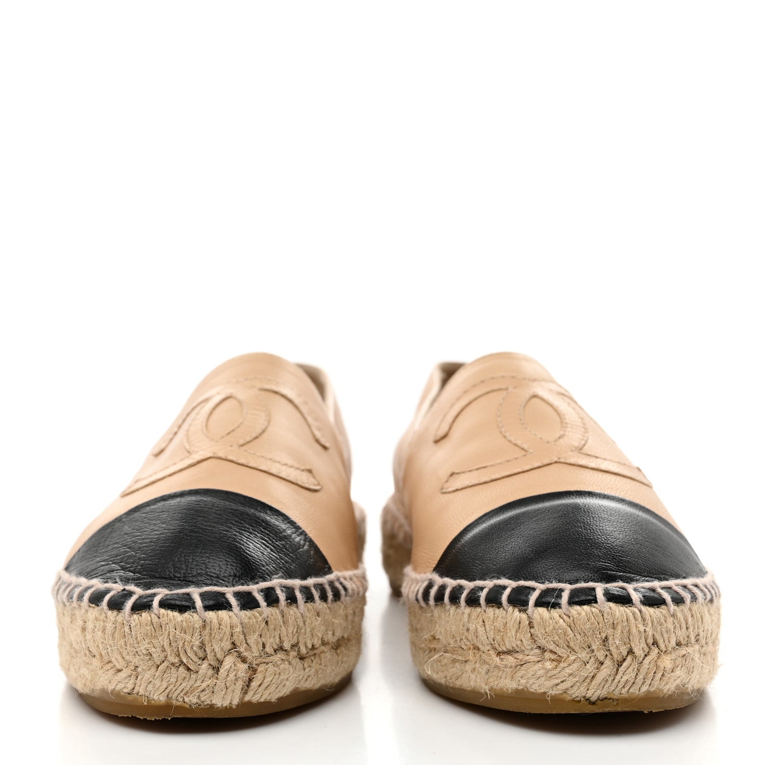 Chanel Lambskin CC Espadrilles 35 Beige Black 3 of 10