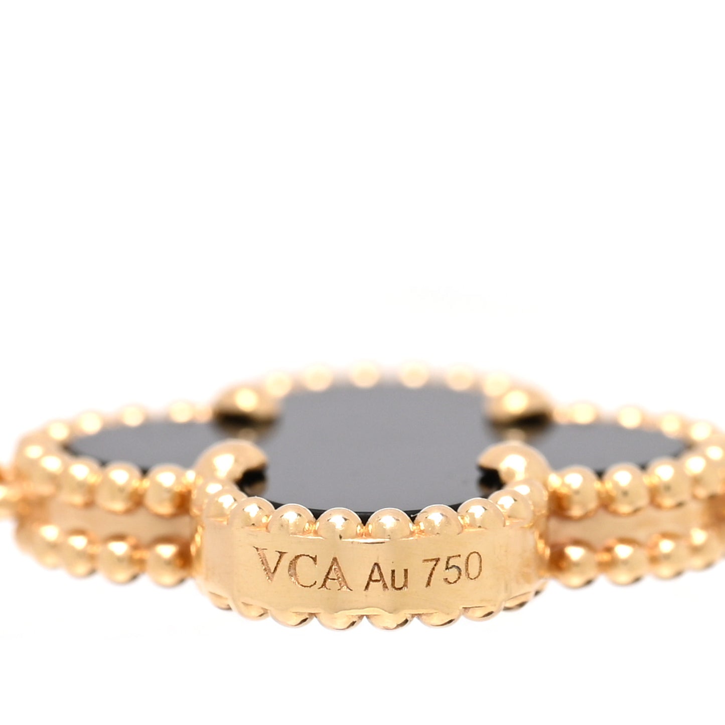 18K Yellow Gold Black Onyx 5 Motifs Vintage Alhambra Bracelet