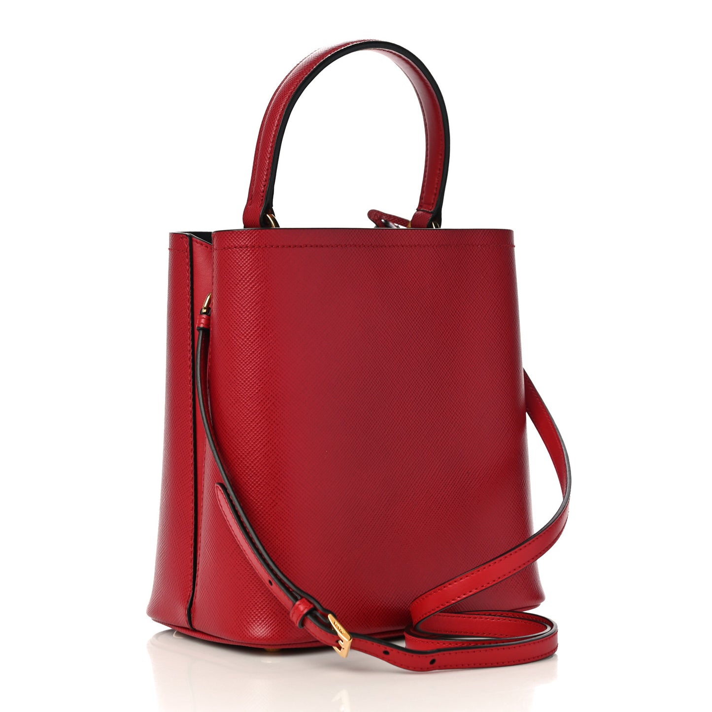 Saffiano Cuir Small Panier Bucket Bag Fuoco Black