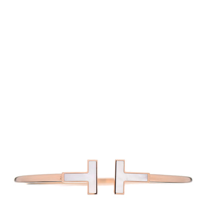 Tiffany 18K Rose Gold Mother of Pearl T Wire Bracelet 1 of 6