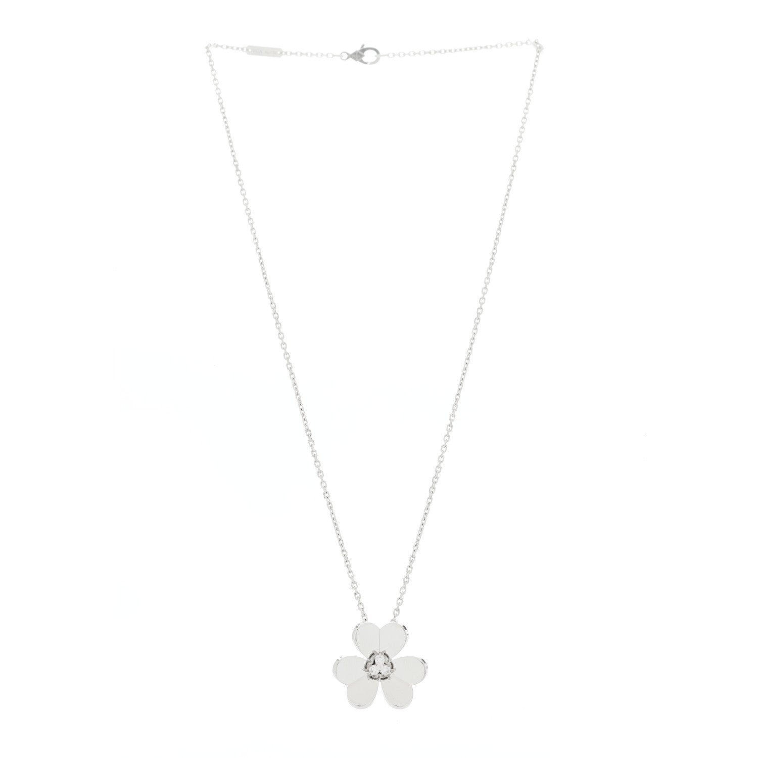 Van Cleef & Arpels 18K White Gold Diamond Large Frivole Pendant Necklace 3 of 5