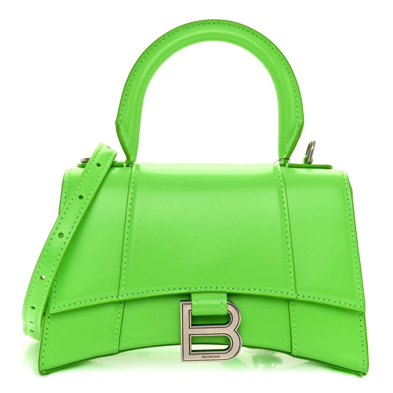 Balenciaga Shiny Box Calfskin Hourglass Top Handle Bag XS Fluo Green 1 of 12
