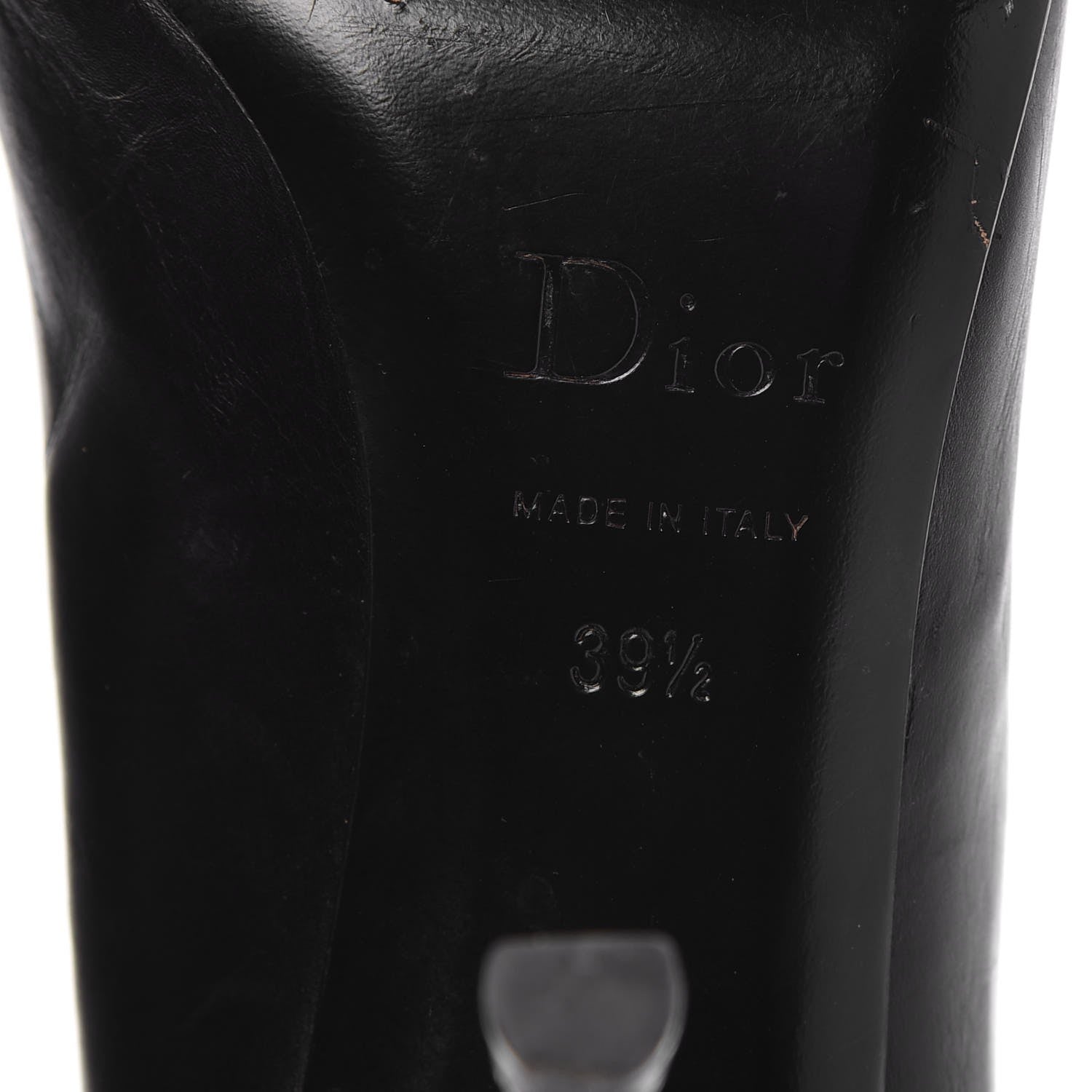 Christian Dior Calfskin Brogues Chain Bow Pumps 39.5 Black 12 of 13