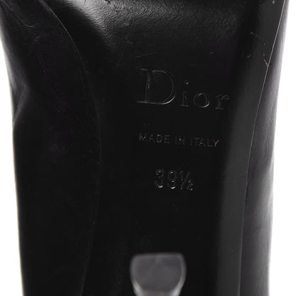 Christian Dior Calfskin Brogues Chain Bow Pumps 39.5 Black 12 of 13