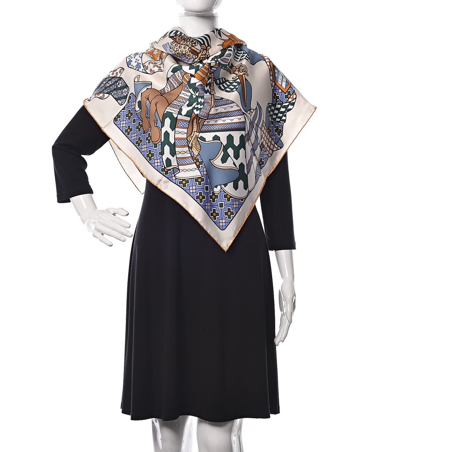 Silk Duels Oniriques Scarf 90 Creme Lavande Vert