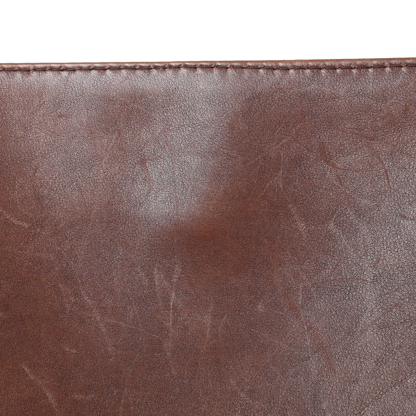 Calfskin Handmade Medium Flap Shoulder Bag Brown