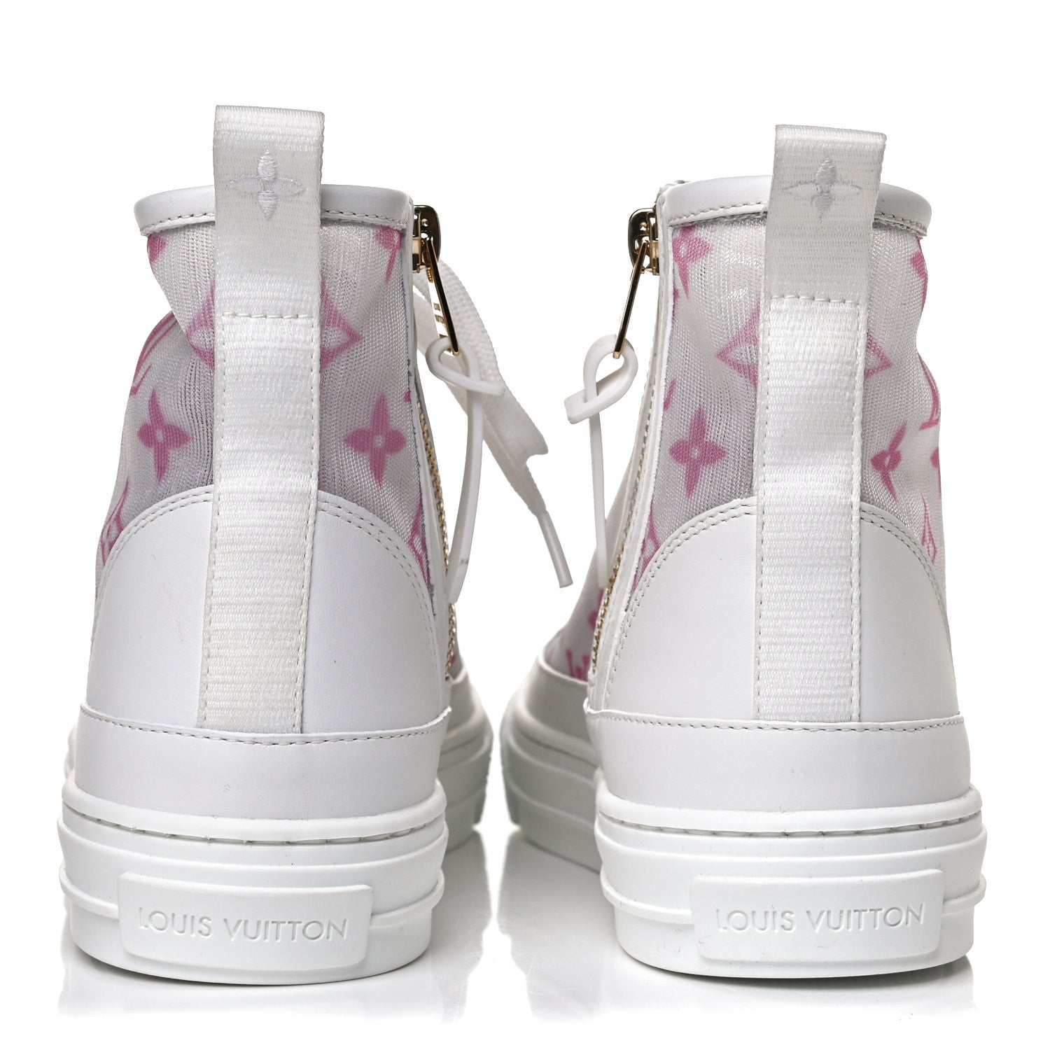 Louis Vuitton Technical Fabric Calfskin Monogram Printed Stellar Sneaker Boots 36 Pink 5 of 10
