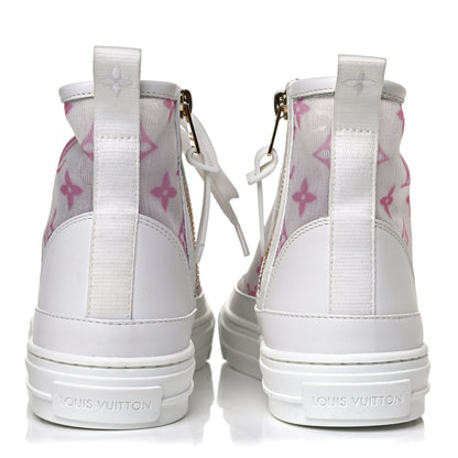 Louis Vuitton Technical Fabric Calfskin Monogram Printed Stellar Sneaker Boots 36 Pink 5 of 10