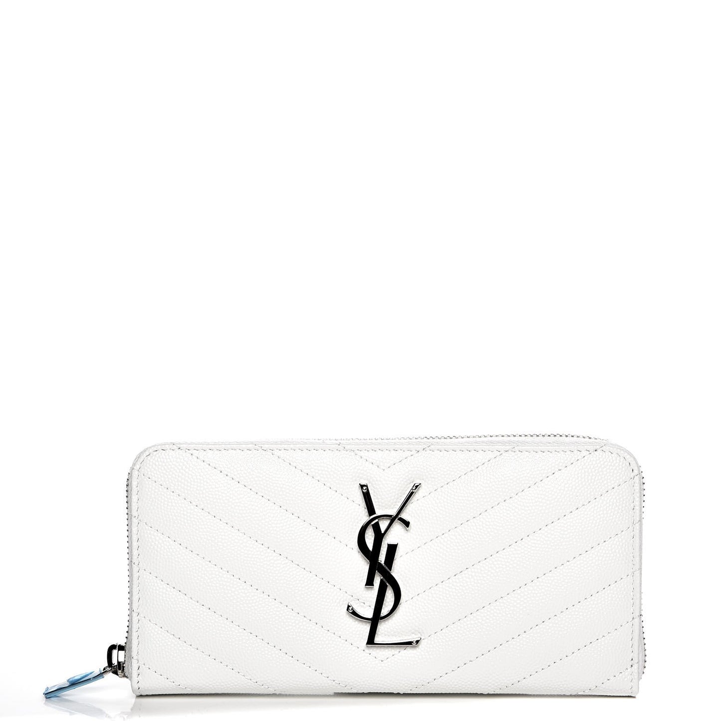 Grain De Poudre Matelasse Chevron Monogram Zip Around Wallet Blanc Optique